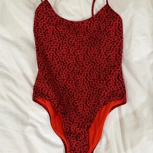 Hermes Red and Black One Piece Swimsuit